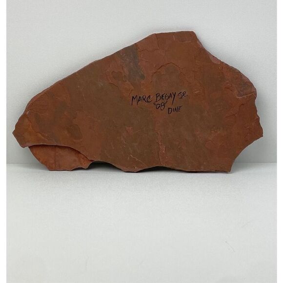 Marc Begay Navajo Native American Handpainted Petroglyphs Red Rock Stone Signed - Picture 4 of 6